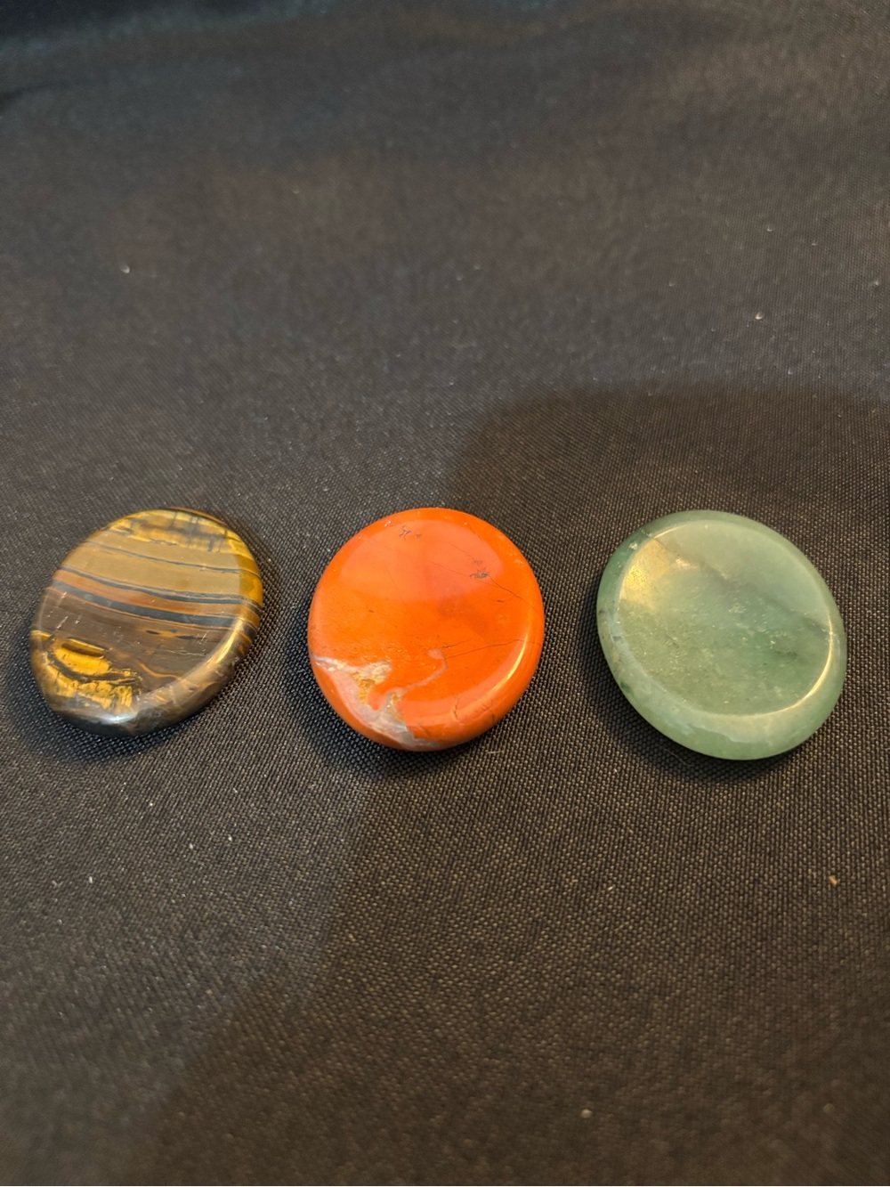Polished Worry Stones - tiger’s eye, red Jasper, Green